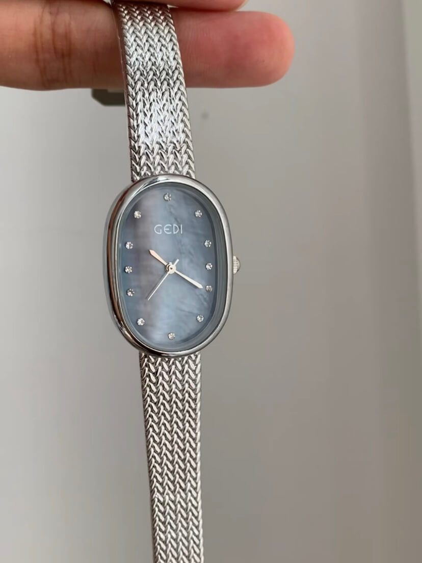 Minimalist Mother of Pearl Oval Face Bracelet Watch