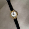 Classic Gold/Silver Round Face Balck Leather Watch