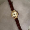 Classic Gold/Silver Round Face Balck Leather Watch