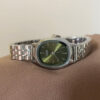 Minimalist Emerald Green Oval Face Silver Bracelet Watch