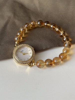 Handmade Natural Stone Yellow Crystal Watch for Women
