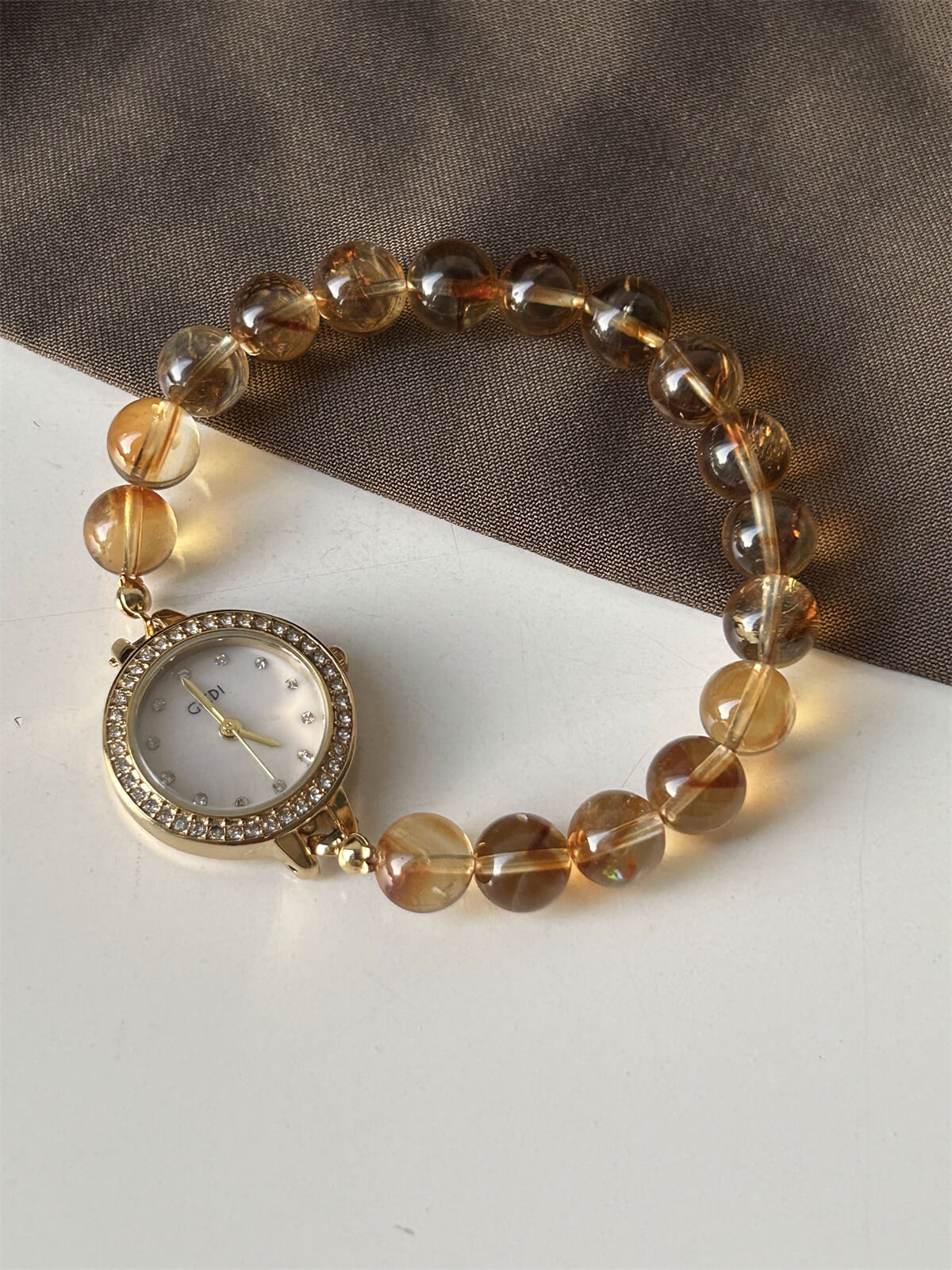 Handmade Natural Stone Yellow Crystal Watch for Women