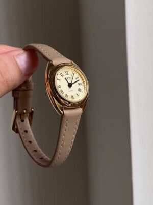 Minimalist Brown/Grey Roman Numeral Dial Leather Watch