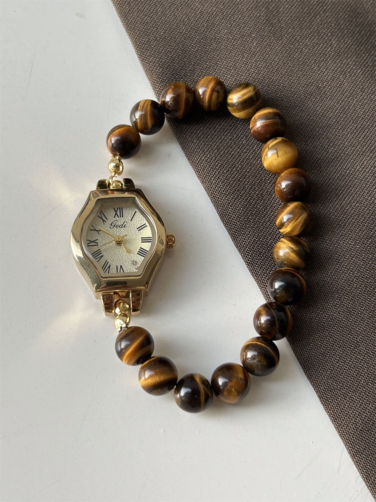 Handmade Natural Stone Tiger’s Eye Watch for Women