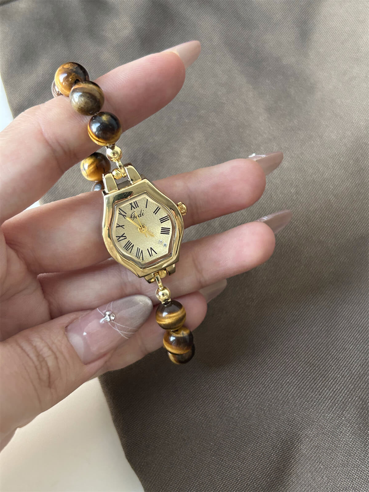 Handmade Natural Stone Tiger’s Eye Watch for Women