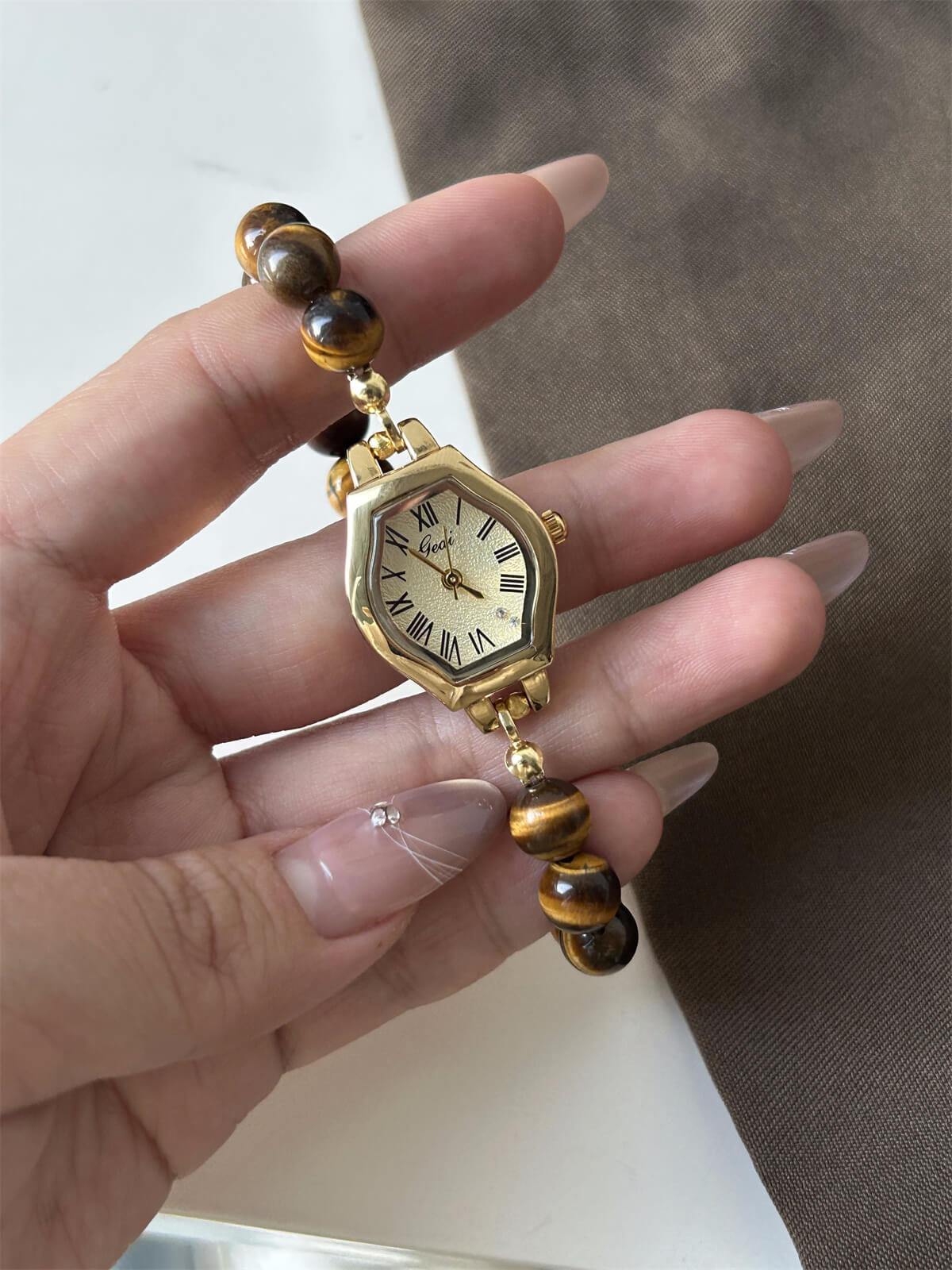 Handmade Natural Stone Tiger’s Eye Watch for Women