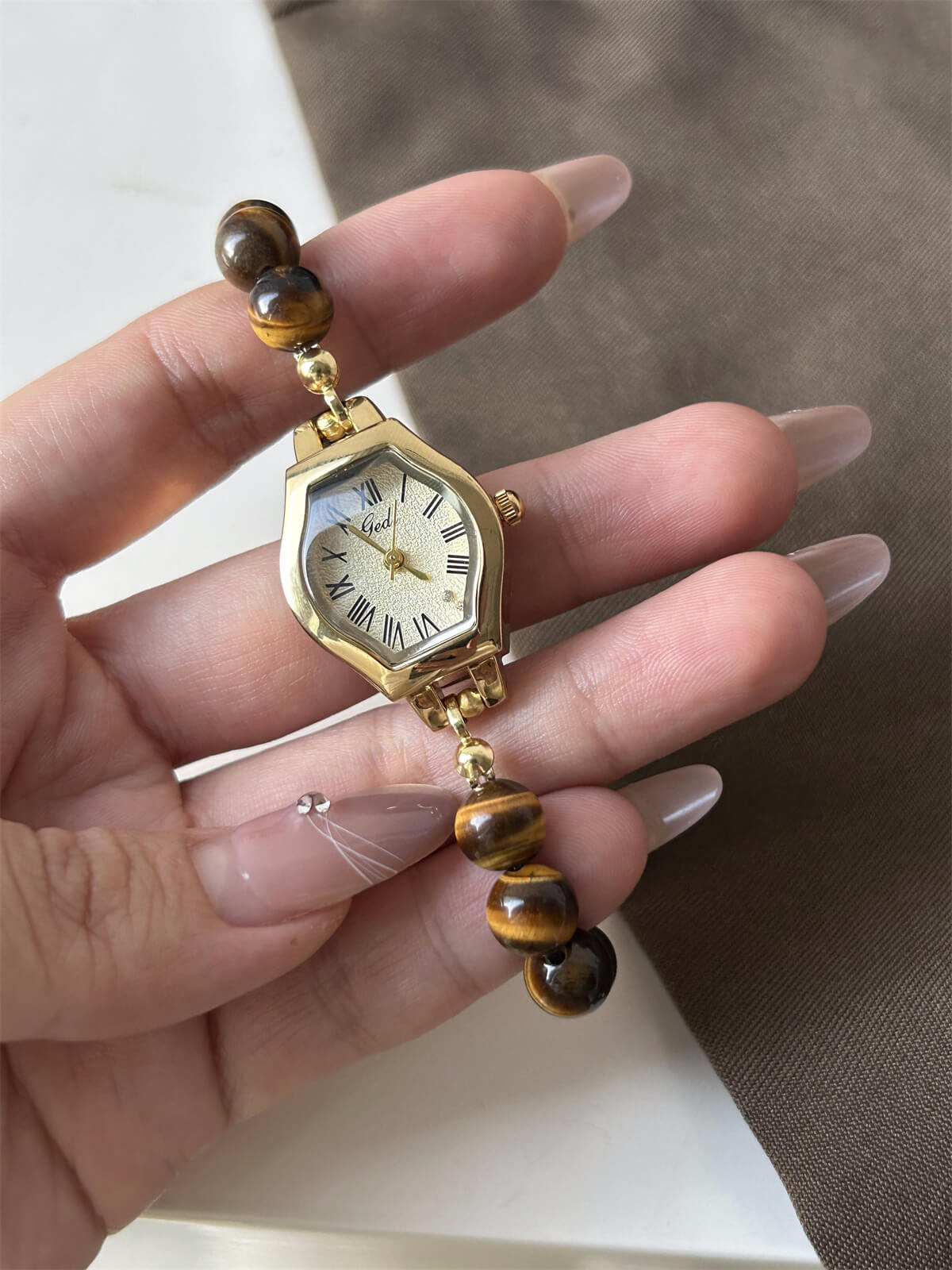 Handmade Natural Stone Tiger’s Eye Watch for Women