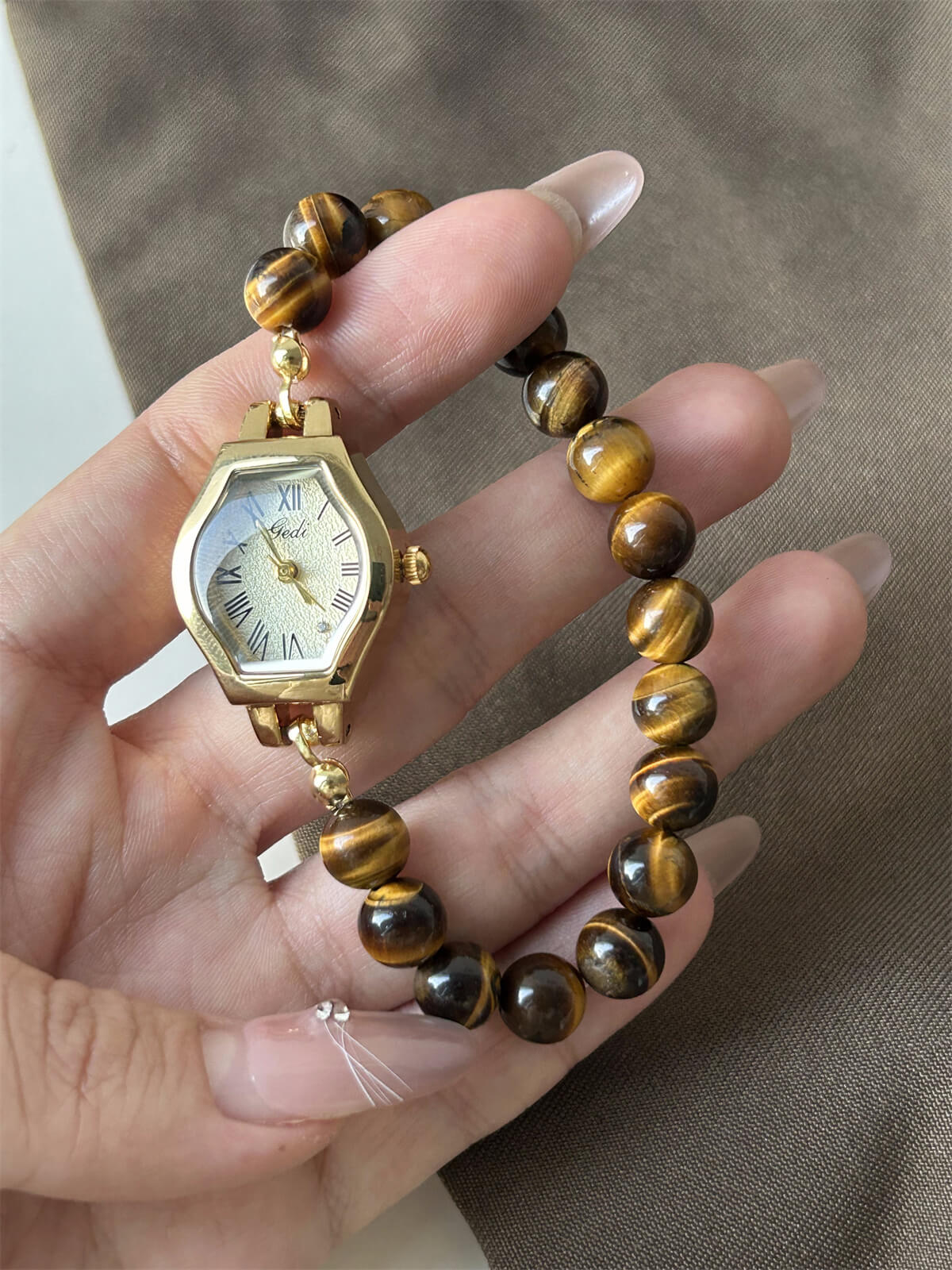 Handmade Natural Stone Tiger’s Eye Watch for Women