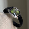Minimalist Green/White Square Face Leather Watch