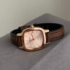 Classic Style Square Face Brown Leather Women's Watch
