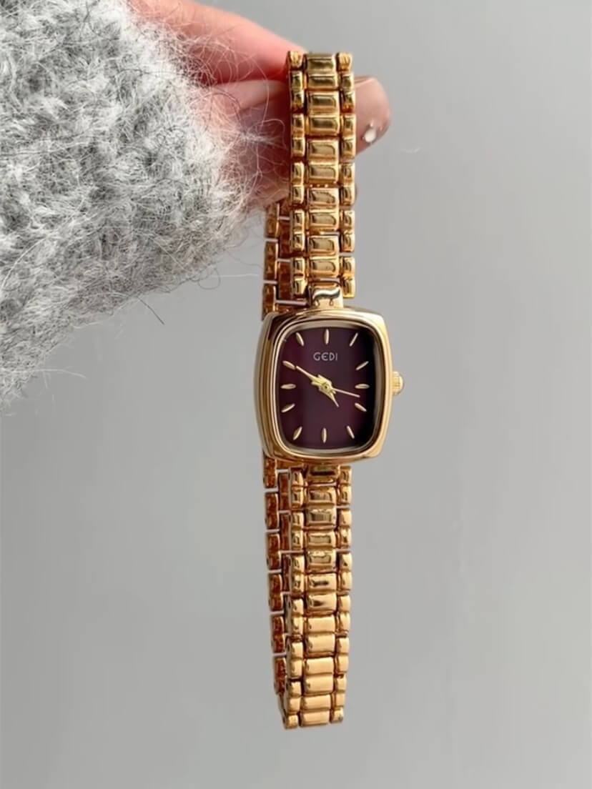 Classic Gold Brown Square Face Women’s Watch