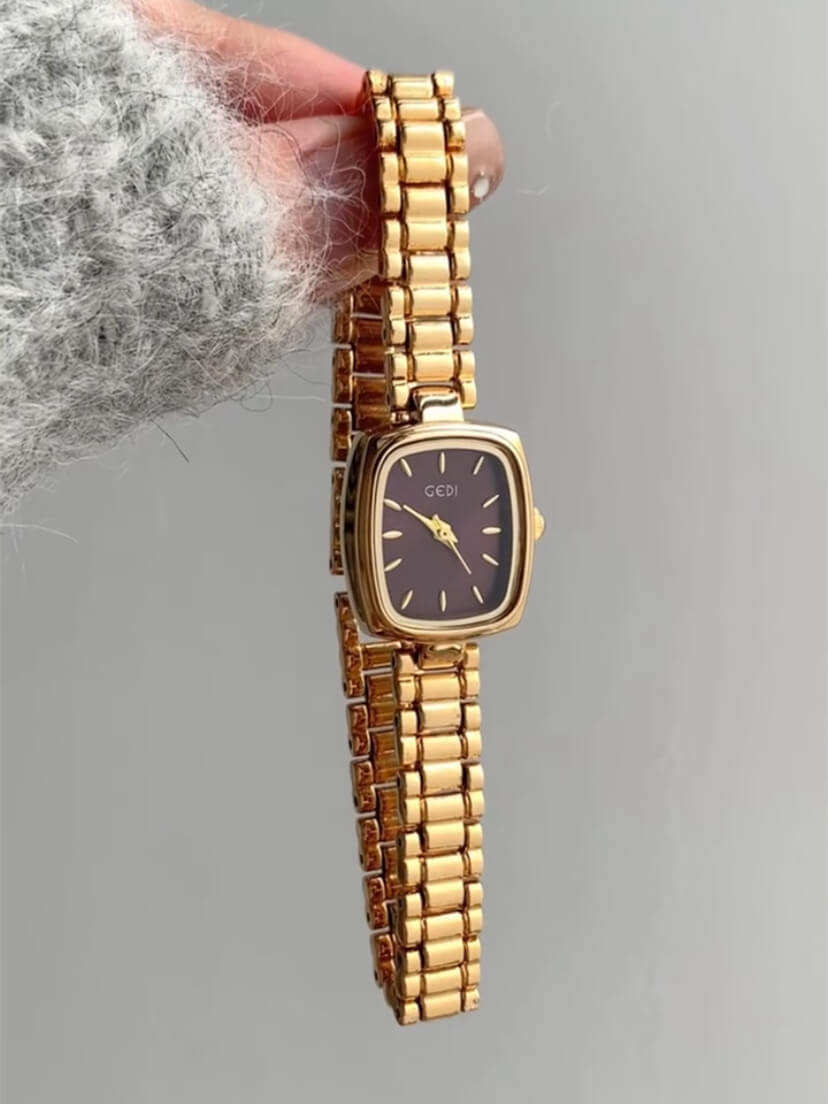 Classic Gold Brown Square Face Women’s Watch