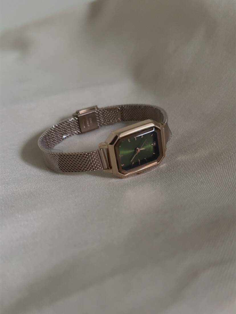 Dainty Green Small Square Face Women’s Watch