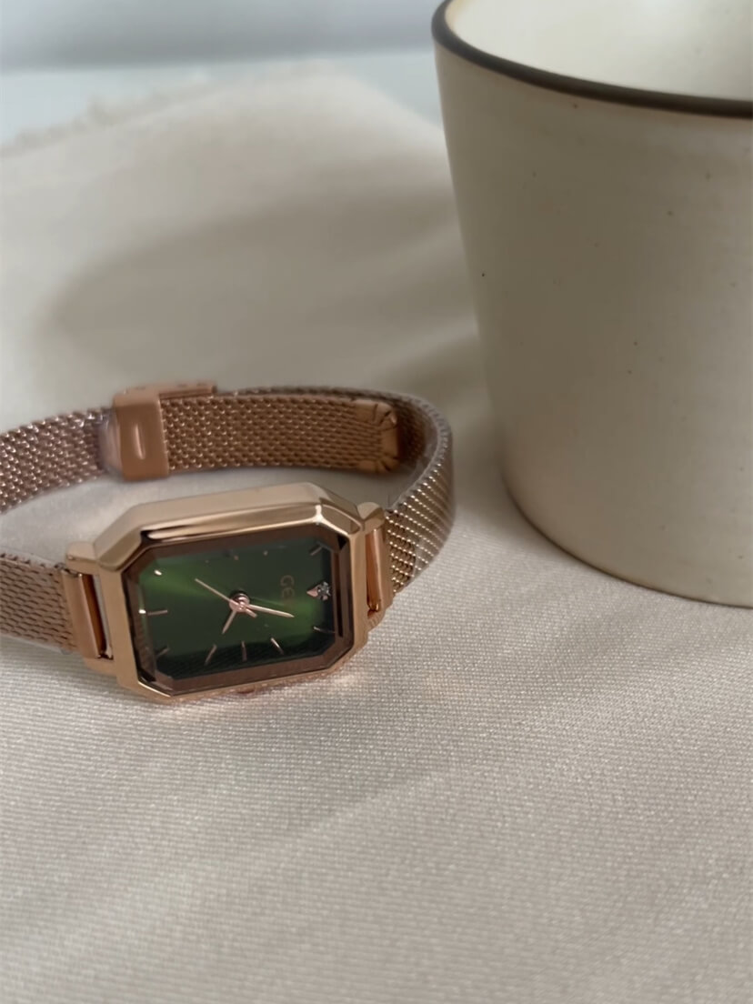 Dainty Green Small Square Face Women’s Watch