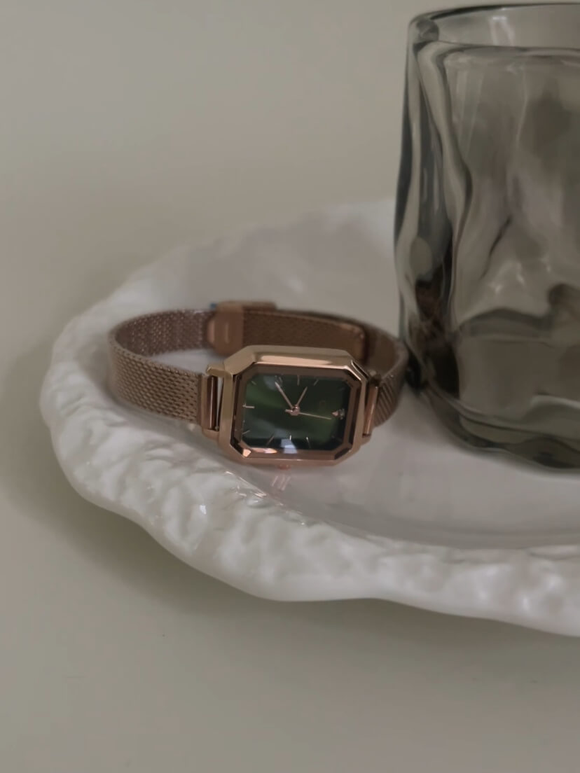 Dainty Green Small Square Face Women’s Watch