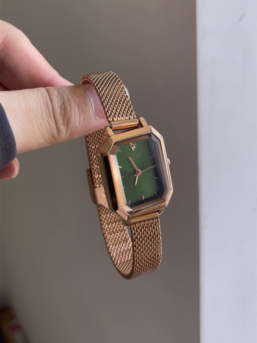 Dainty Green Small Square Face Women’s Watch