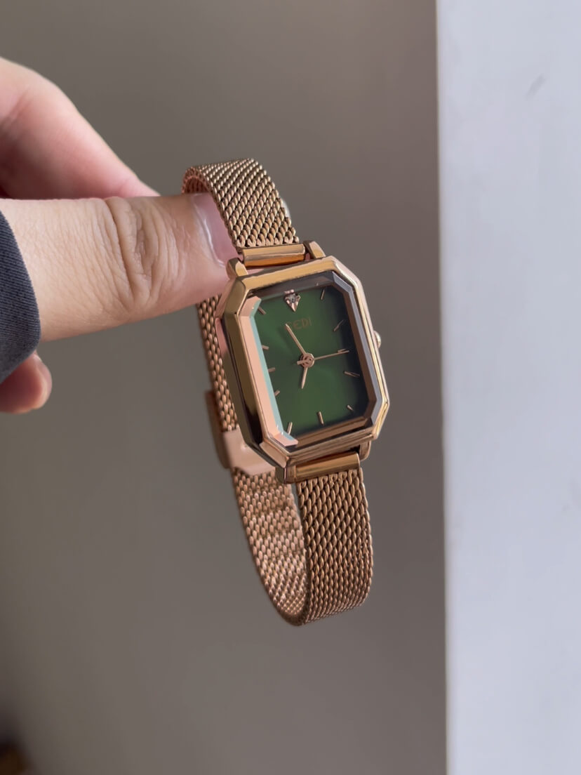 Dainty Green Small Square Face Women’s Watch