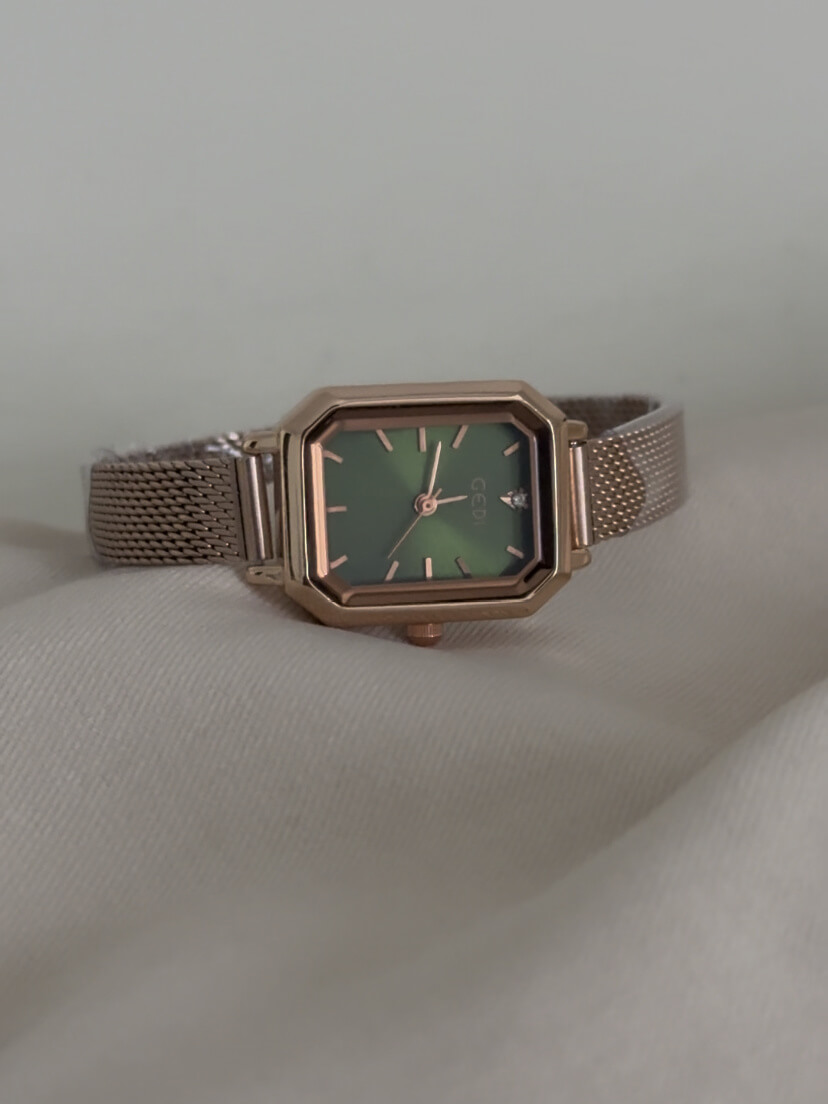 Dainty Green Small Square Face Women’s Watch
