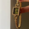 Vintage Style Emerald Green Square Face Watch for Women