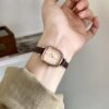 Chic Style Square Face Brown Leather Women‘s Watch