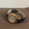 Vintage Gold Round White Face Black Leather Watch