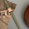 Classic Rectangle Face Brown/Green/Orange Leather Watch