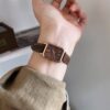 Classic Rectangle Face Brown/Green/Orange Leather Watch