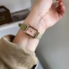 Classic Rectangle Face Brown/Green/Orange Leather Watch