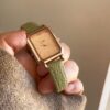 Classic Rectangle Face Brown/Green/Orange Leather Watch