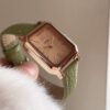Classic Rectangle Face Brown/Green/Orange Leather Watch