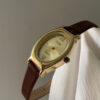 Classic Style Gold Oval Face Brown Leather Watch