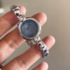 White/Blue Mother of Pearl Round Face Silver Bracelet Watch