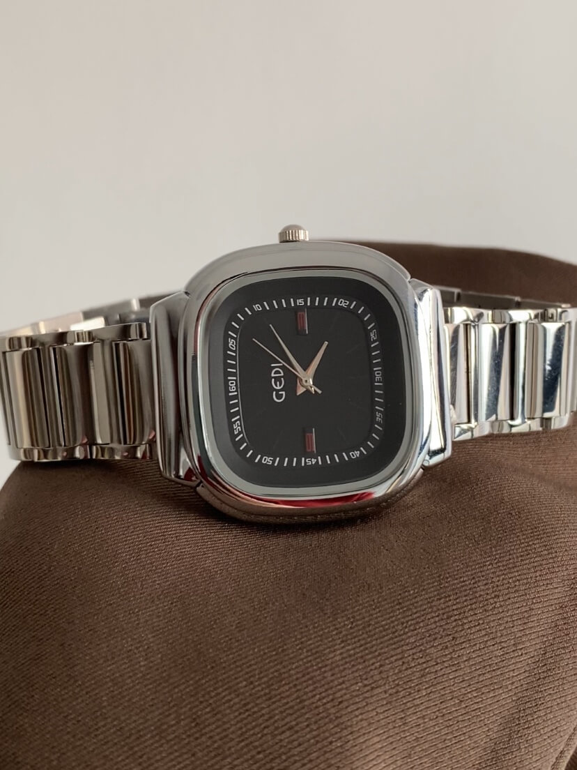 Chic White/Black Square Face Silver Bracelet Watch