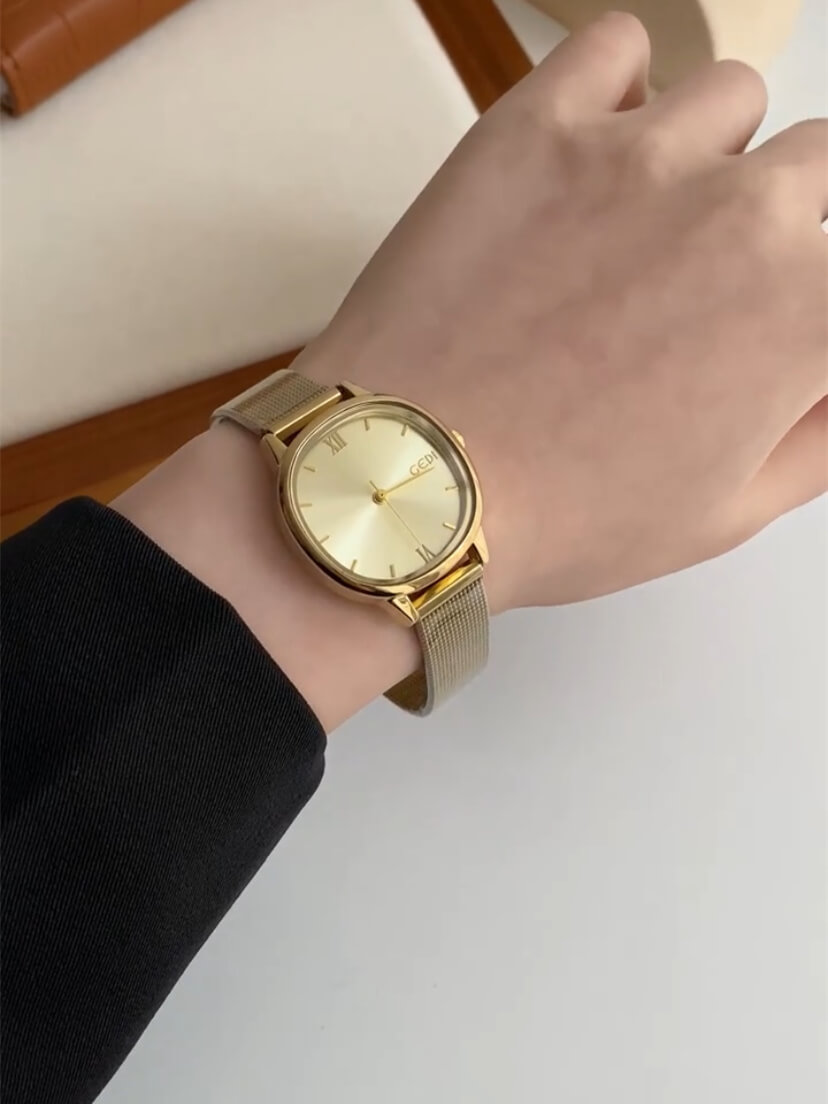 Chic Gold/White/Gray Square Face Women's Watch