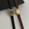 Chic Style Black/Brown Square Leather Watch for Women