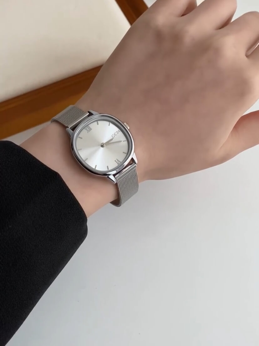 Chic Silver/Green/Blue Square Face Women's Watch