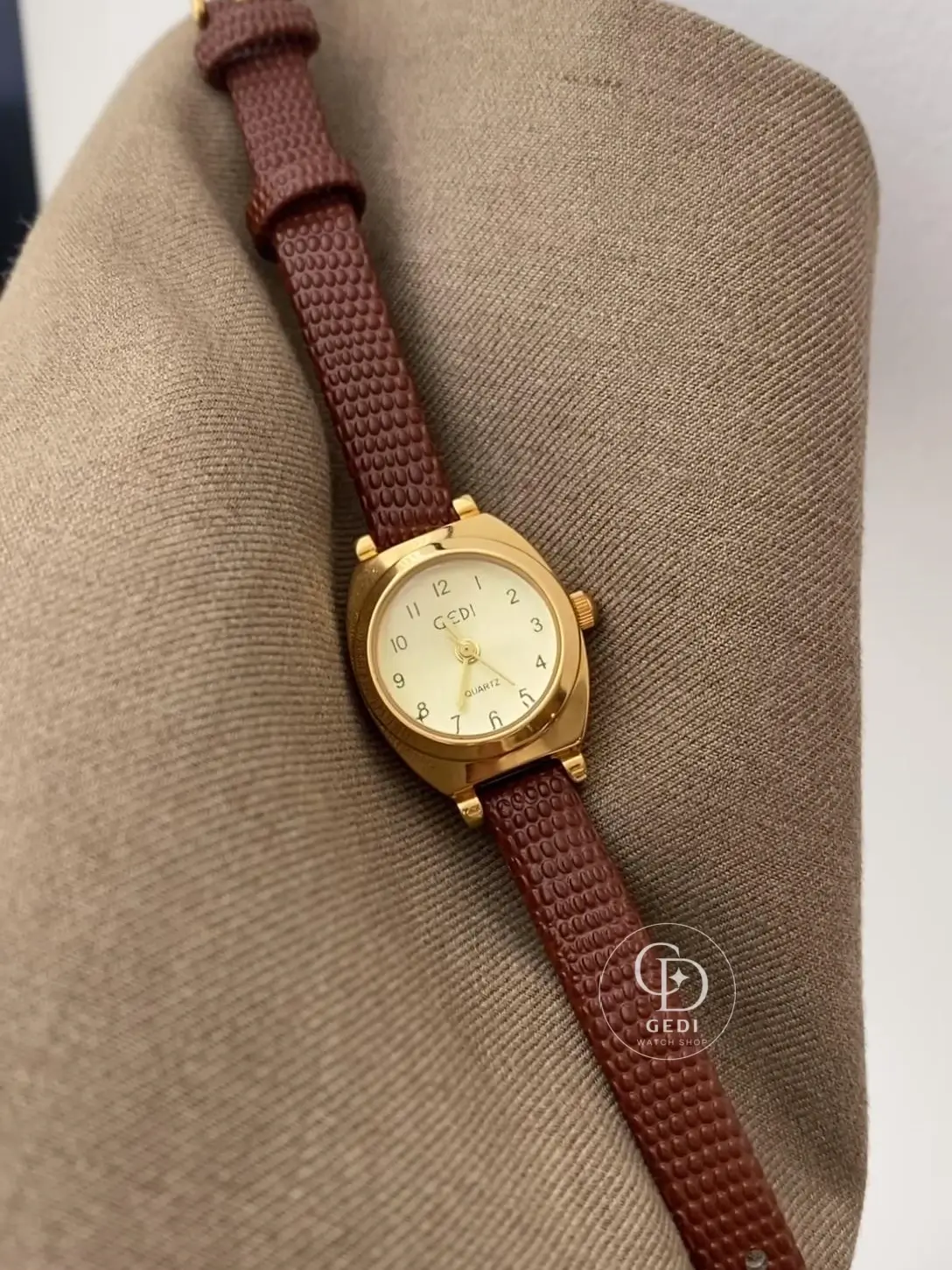 Ladies Brown Leather Watch Gold Watches for Women
