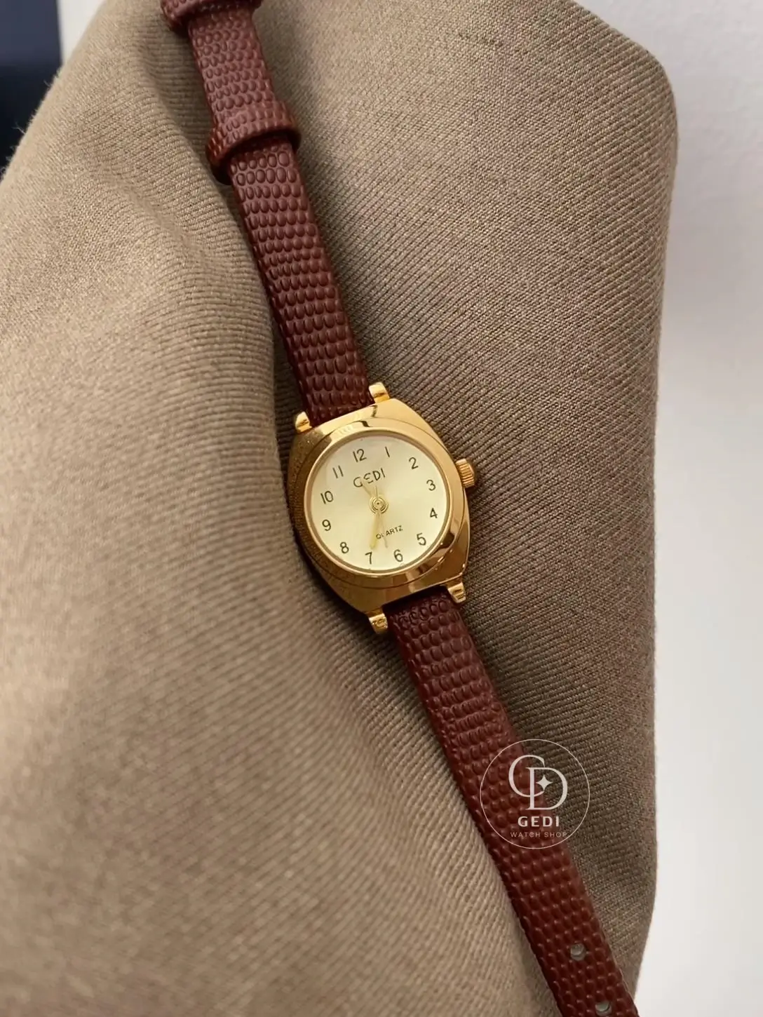 Ladies Brown Leather Watch Gold Watches for Women