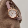 Classic Womens Watches Golden Watch with Brown Strap