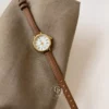 Classic Womens Watches Golden Watch with Brown Strap