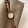 Classic Womens Watches Golden Watch with Brown Strap