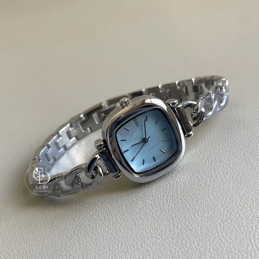 Chic Style Silver Square Mother of Pearl Bracelet Watch