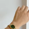 Chic Style Gold Emerald Green Oval Bracelet Ladies Watch