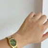 Chic Style Gold Emerald Green Oval Bracelet Ladies Watch