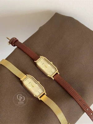watch243-03 Vintage Style Rectangle Gold Ladies Watch
