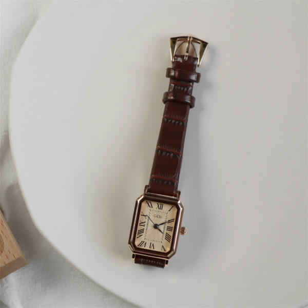 Classic Black/Brown/Green Square Leather Watch