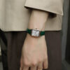 Classic Black/Brown/Green Square Leather Watch