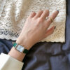 Classic Black/Brown/Green Square Leather Watch