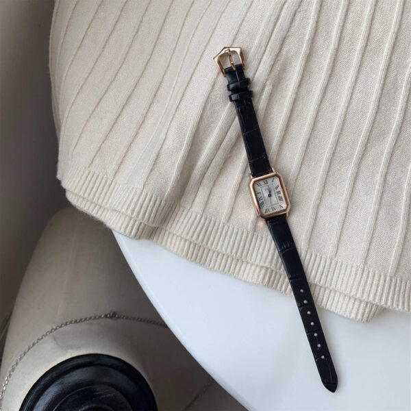 Classic Black/Brown/Green Square Leather Watch