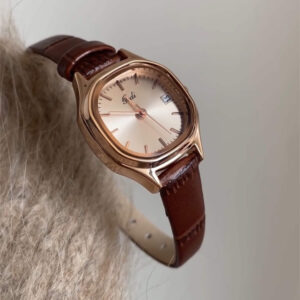 Chic Style Brown Oval Face Women’s Leather Watch